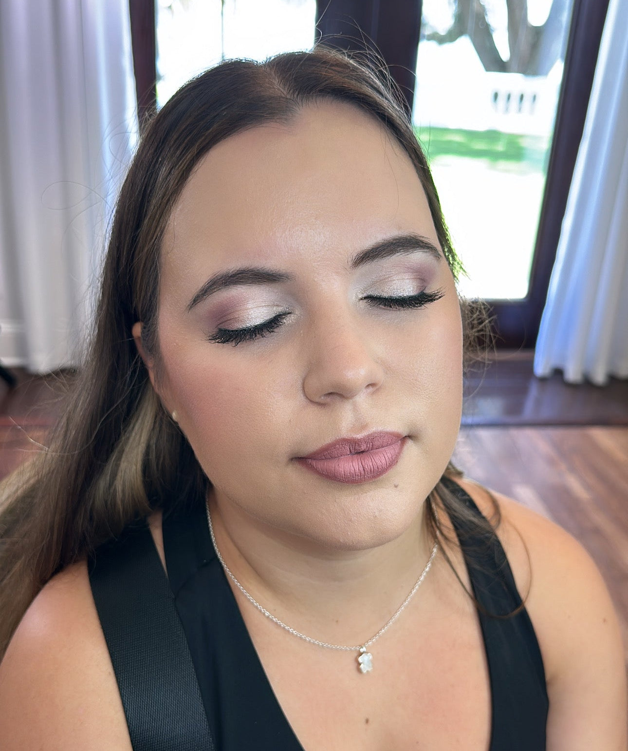 Bridesmaid makeup look on woman  